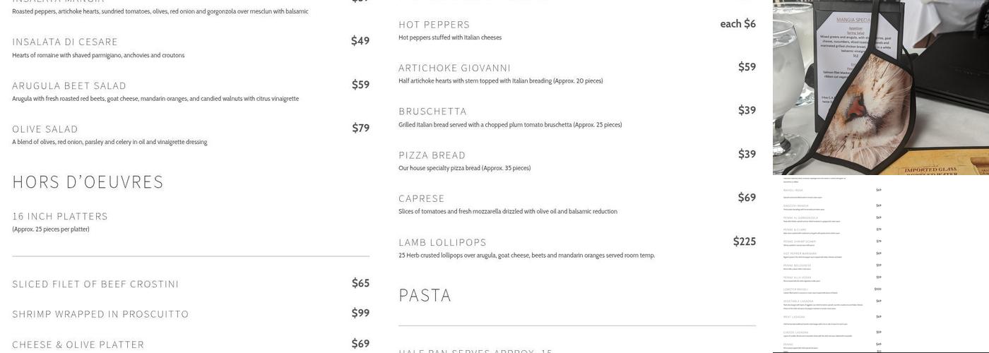 Mangia Ristorante & Caffe' Menu