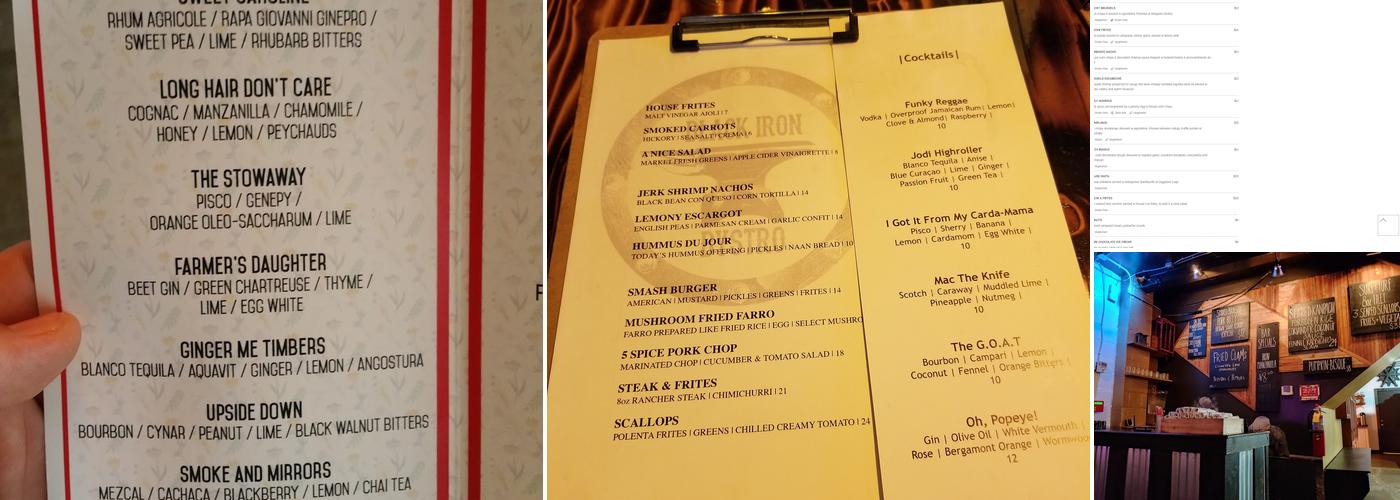 Black Iron Bystro Menu