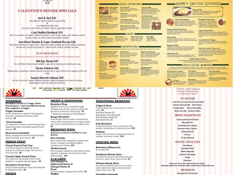 Radigan's Menu