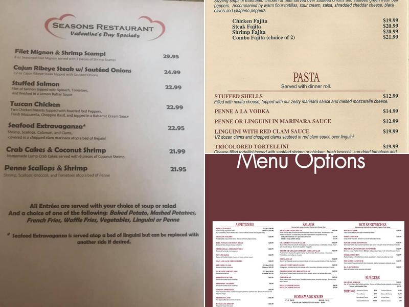 Seasons Restaurant Menu