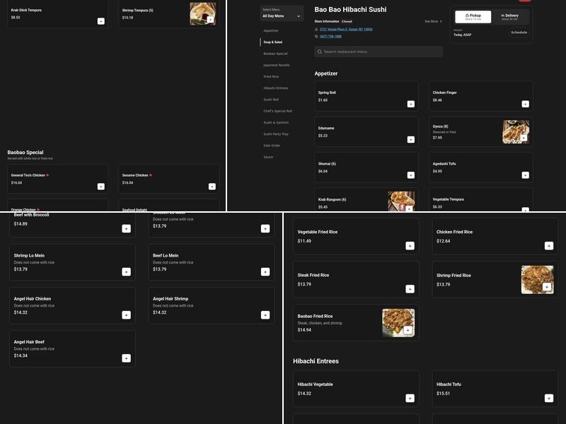 Bao Bao Hibachi Sushi Menu