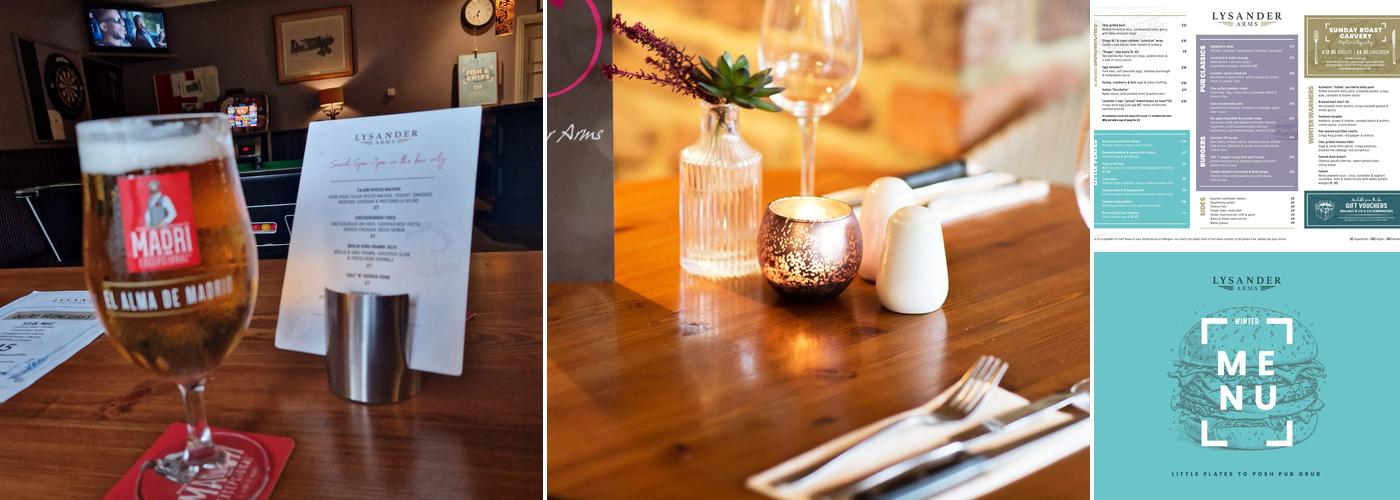 Lysander Arms Menu