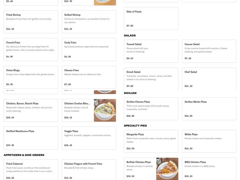 Guido's Pizza Parlor Menu