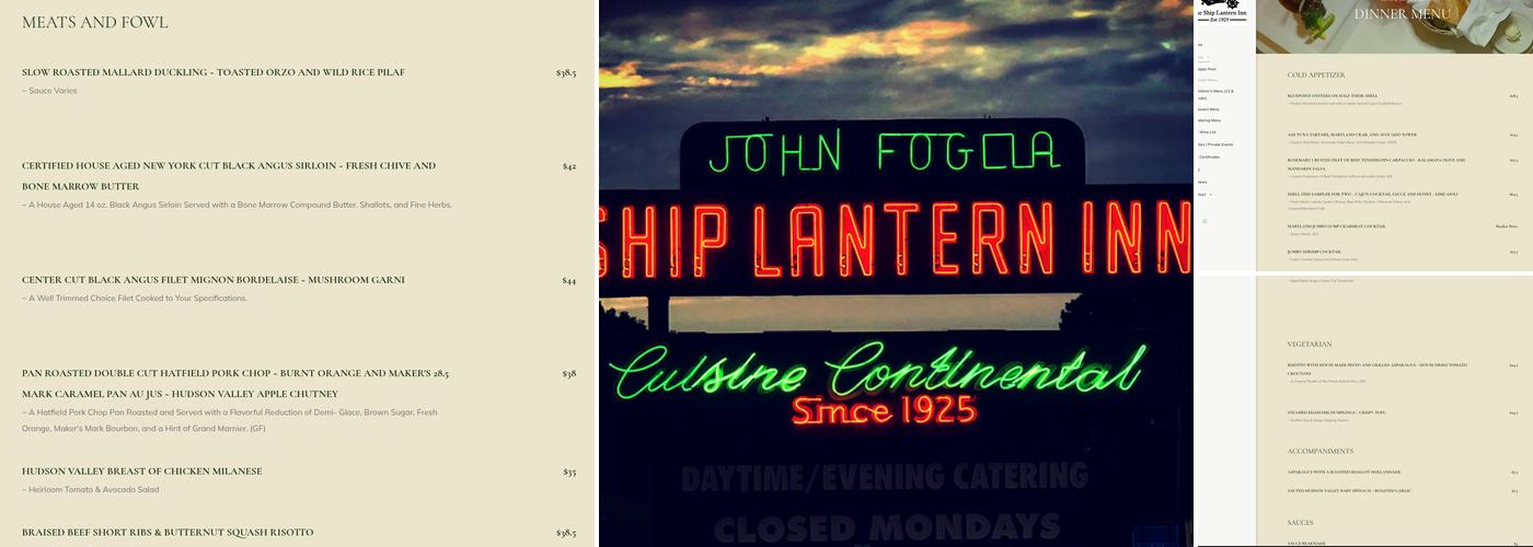 Ship Lantern Inn Menu