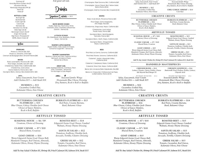 Painter’s Tavern Menu