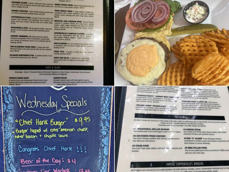 Copperfields Kildare Pub Menu