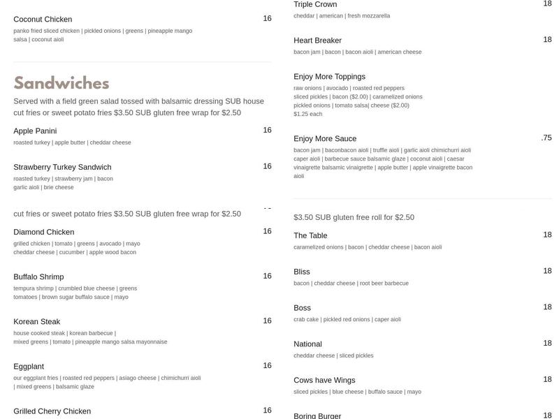 The Table Menu