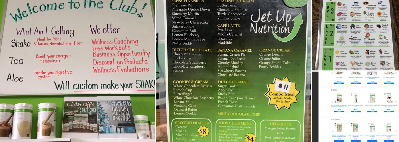 Jet Up Nutrition Menu