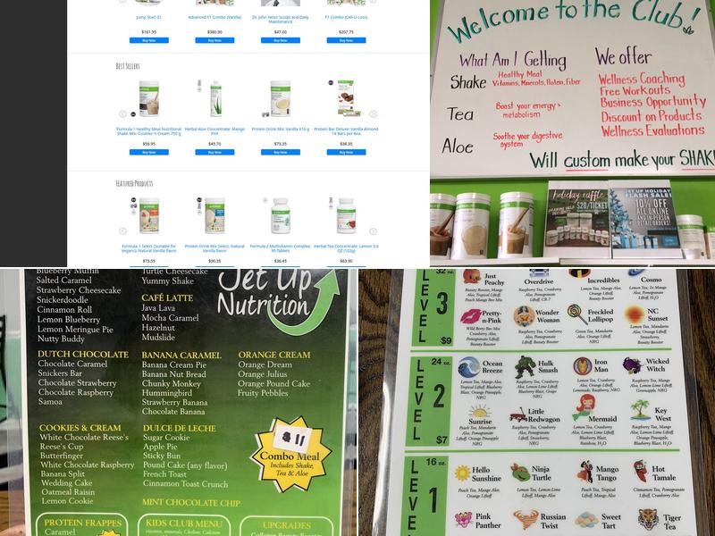 Jet Up Nutrition Menu