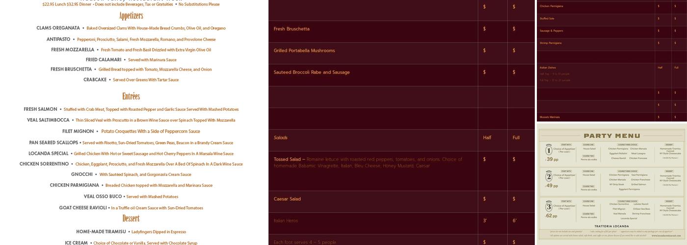 Trattoria Locanda Menu