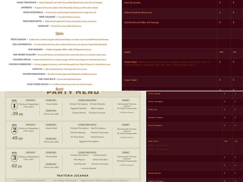 Trattoria Locanda Menu