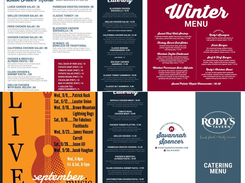 Rody's Tavern Menu
