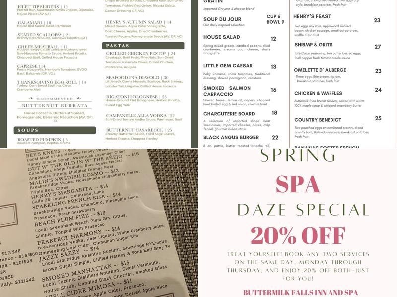 Henry's at the Farm Menu