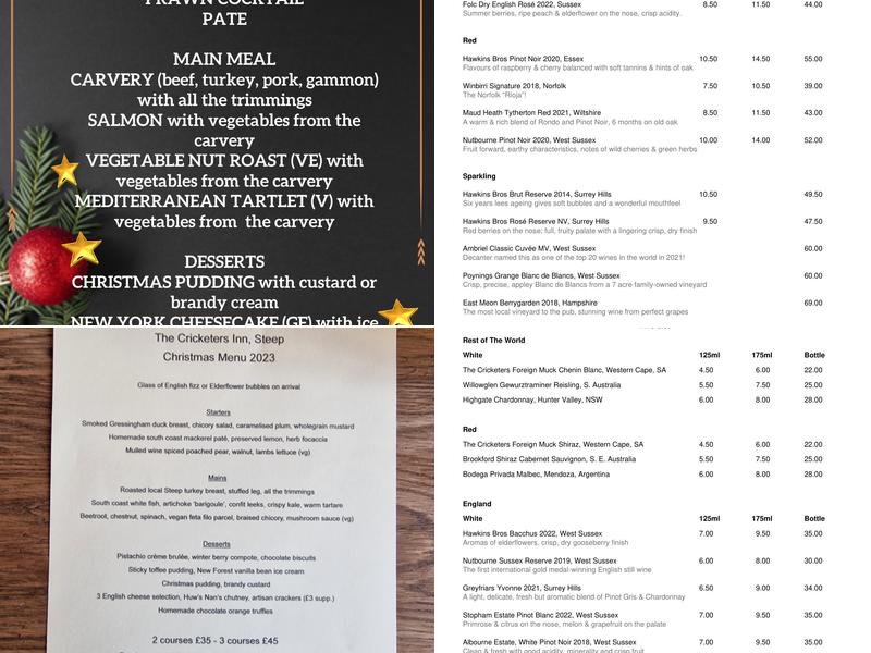 The Cricketers Inn Menu