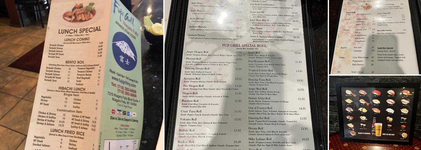 Fuji Grill Niagara Falls Menu
