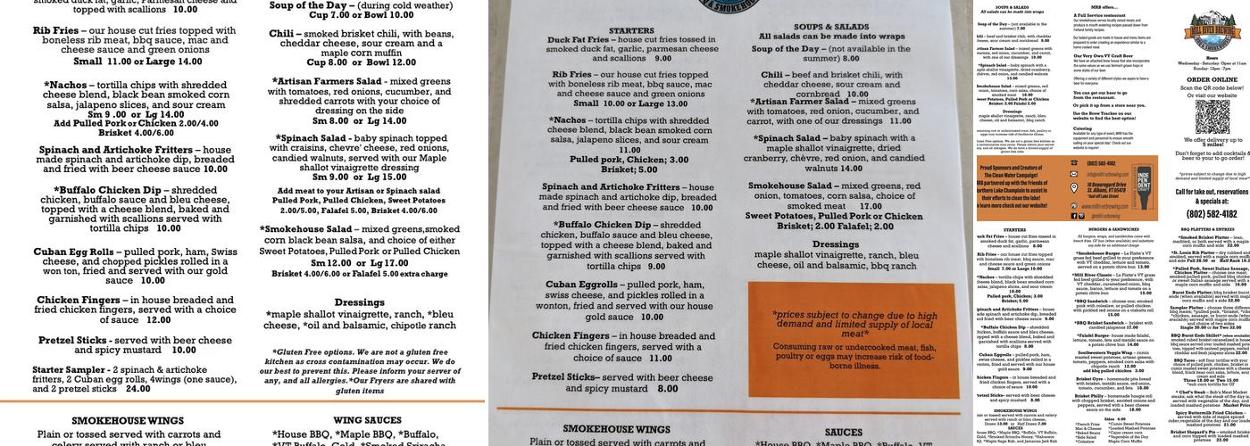 Mill River Brewing BBQ & Smokehouse Menu