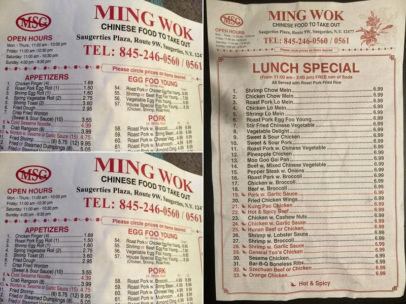 Ming Wok Li Menu