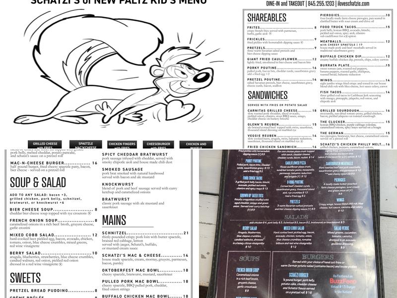 Schatzi's Pub and Bier Garden of New Paltz Menu