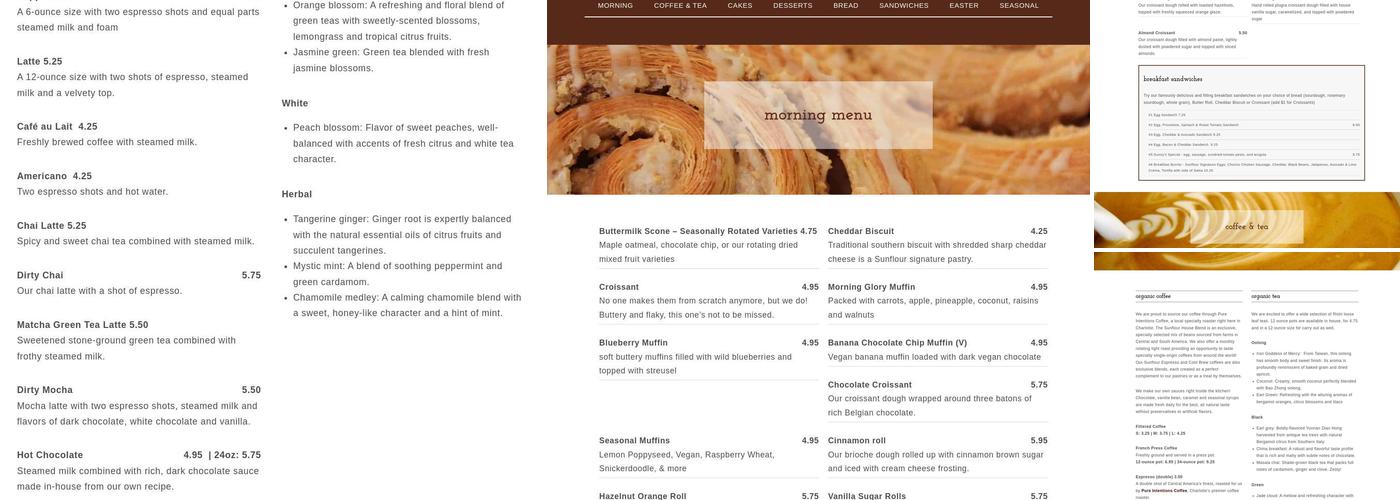 Sunflour Baking Company Menu