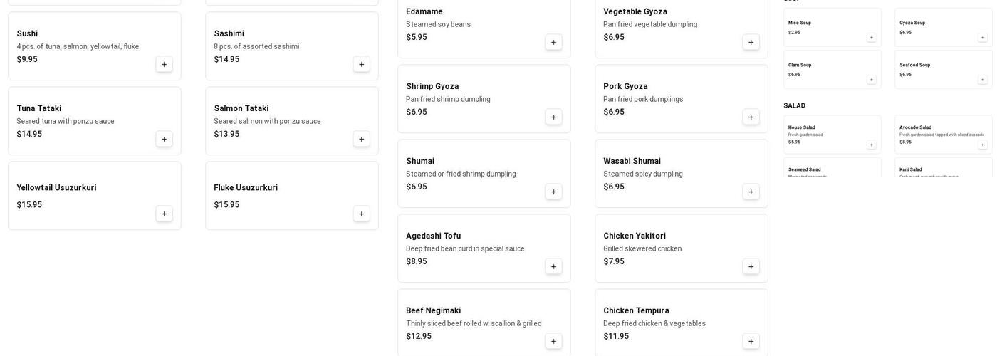 Sakura Japanese Cuisine Menu