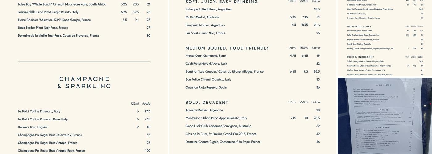 Hart House Menu