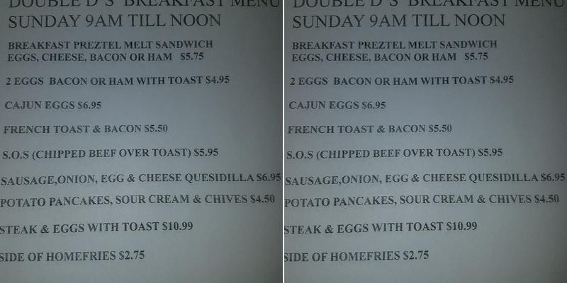 Double D's Menu