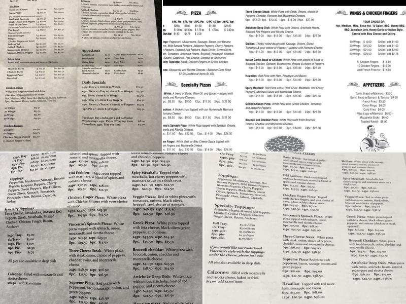 Vincenzo's Pizza House Menu