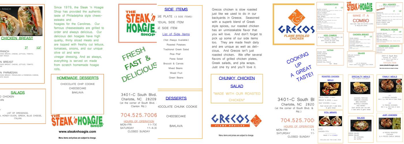 Steak 'n Hoagie Shop / Grecos Menu