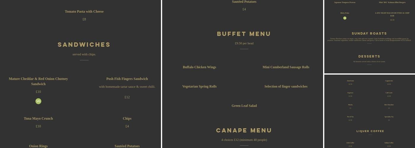 The Hampshire Arms Menu