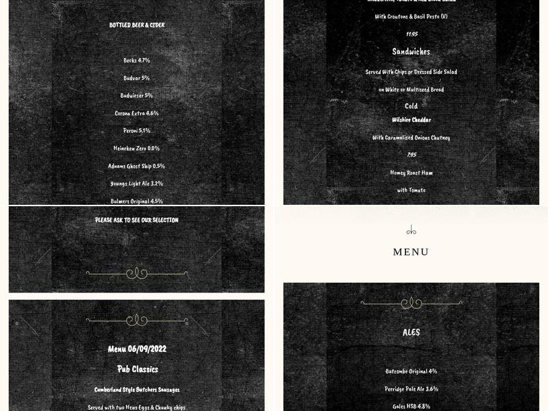 Waggon & Horses Menu