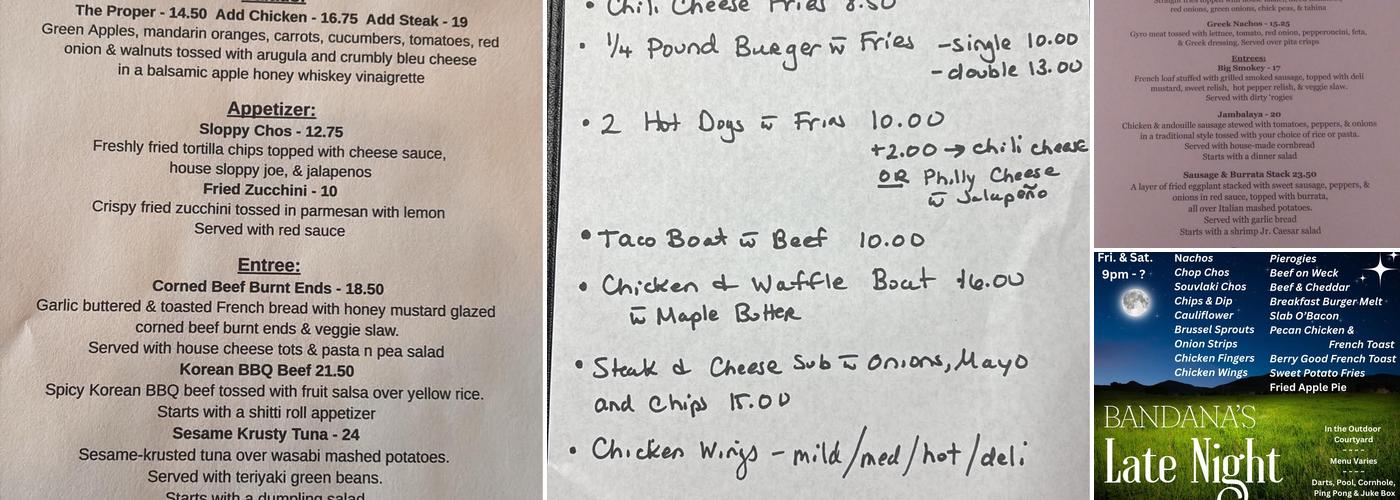 Bandana's Bar & Grill Menu