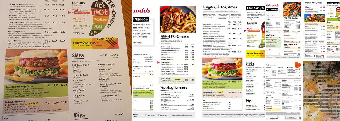Nando's Berners Street Menu