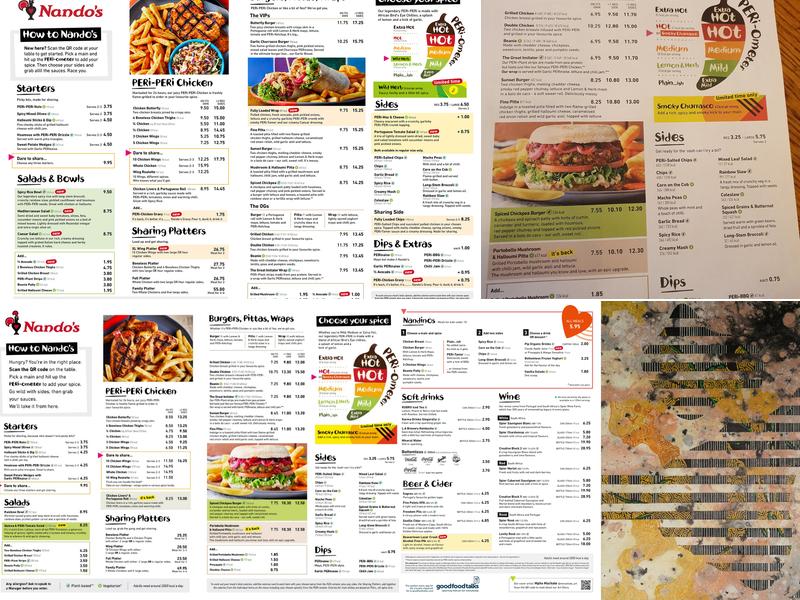 Nando's Berners Street Menu
