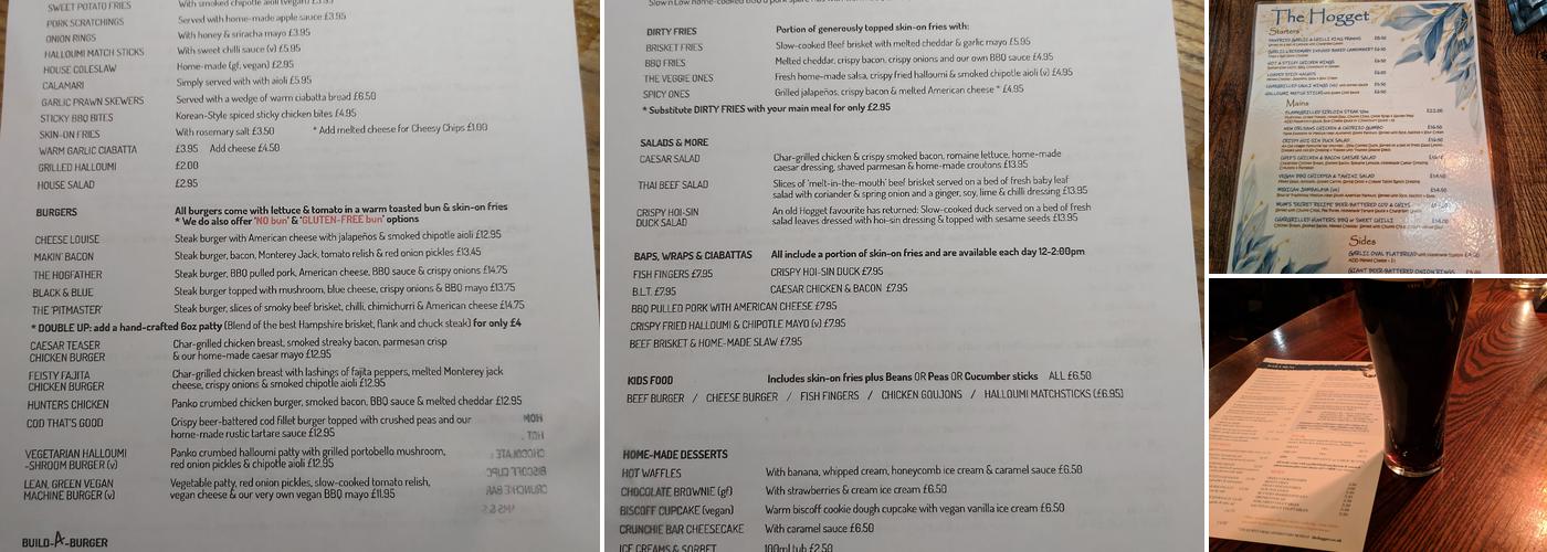 The Hogget at Hook Menu