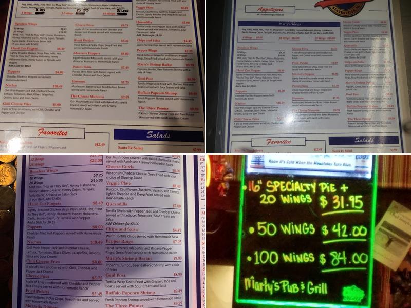 Marty’s Pub & Grill Menu