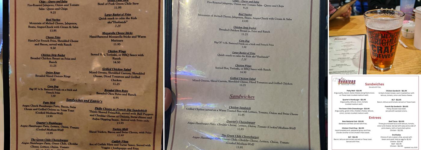 Quarters Menu
