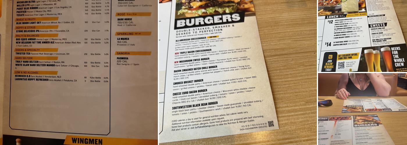 Buffalo Wild Wings Menu