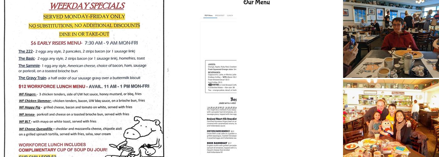 Uncle Will's Menu