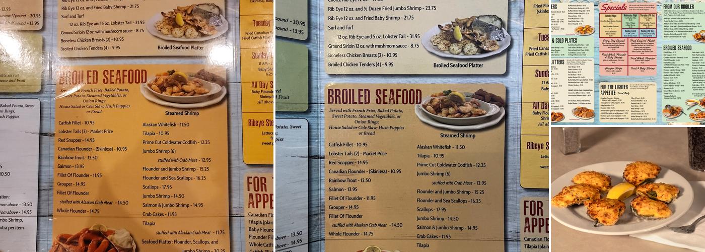 Harbor Inn Seafood Menu