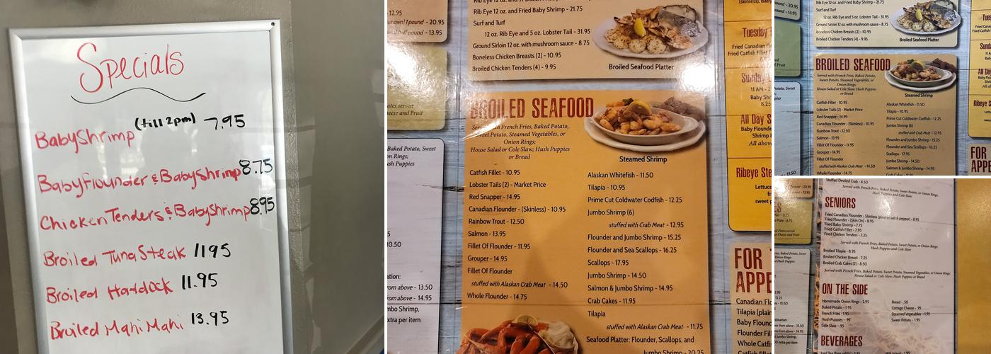 Harbor Inn Seafood Menu