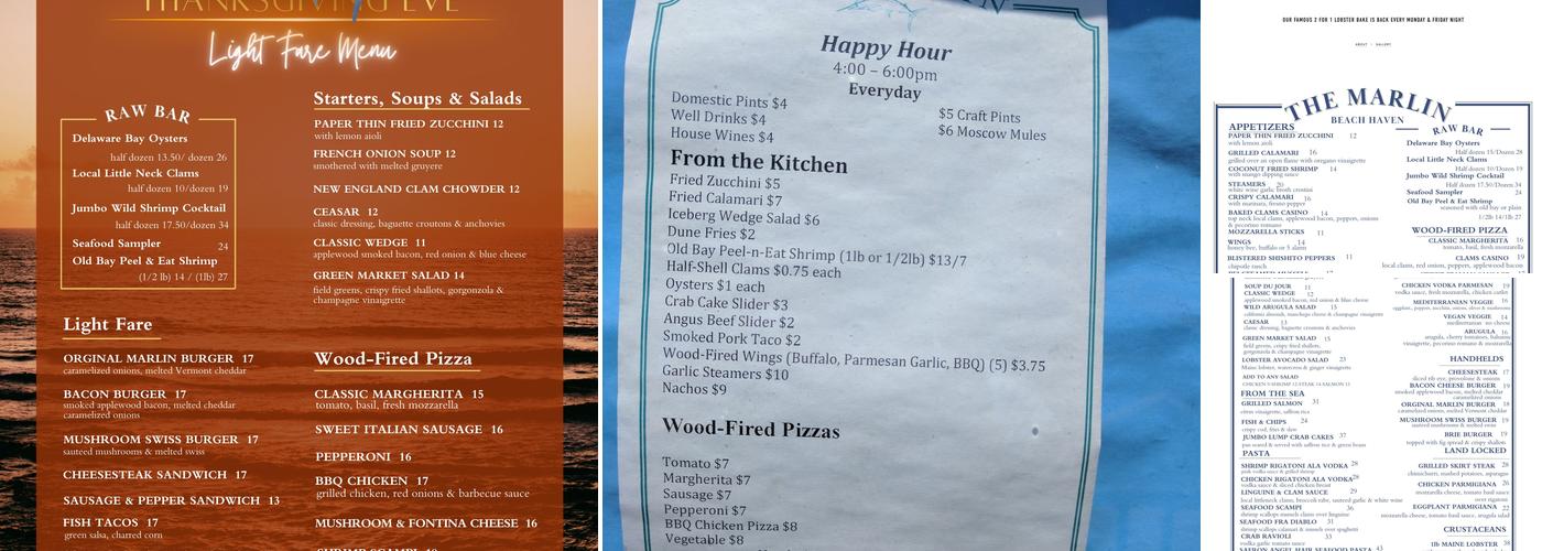 Marlin Restaurant & Bar Menu