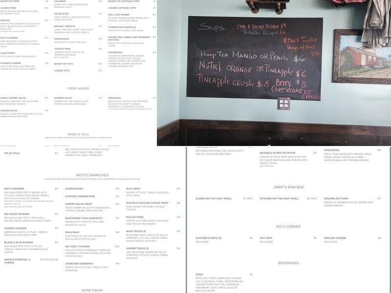 Motts Creek Inn Menu