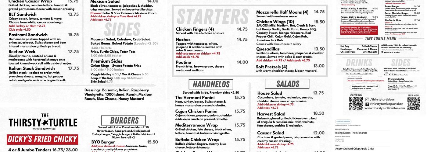 Thirsty Turtle Sports Bar & Grill Menu