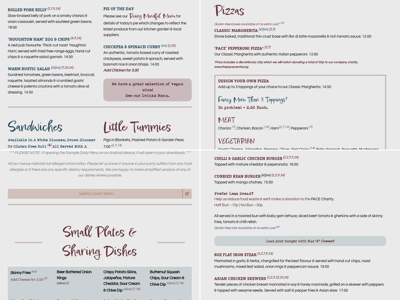 The Dinton Hermit Menu