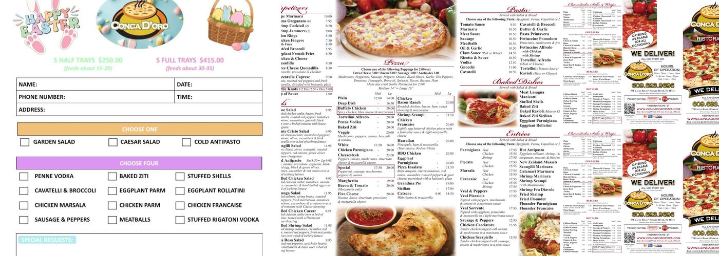 Conca D'oro Menu