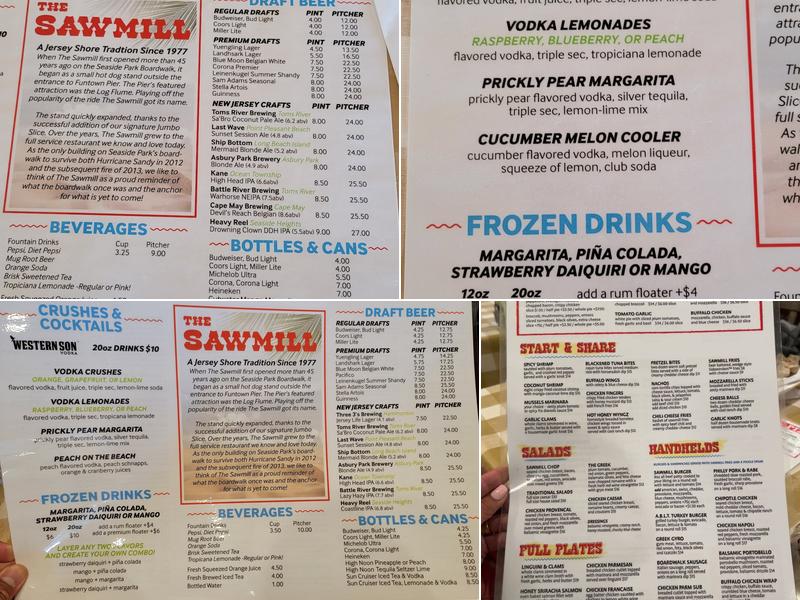 The Sawmill Menu