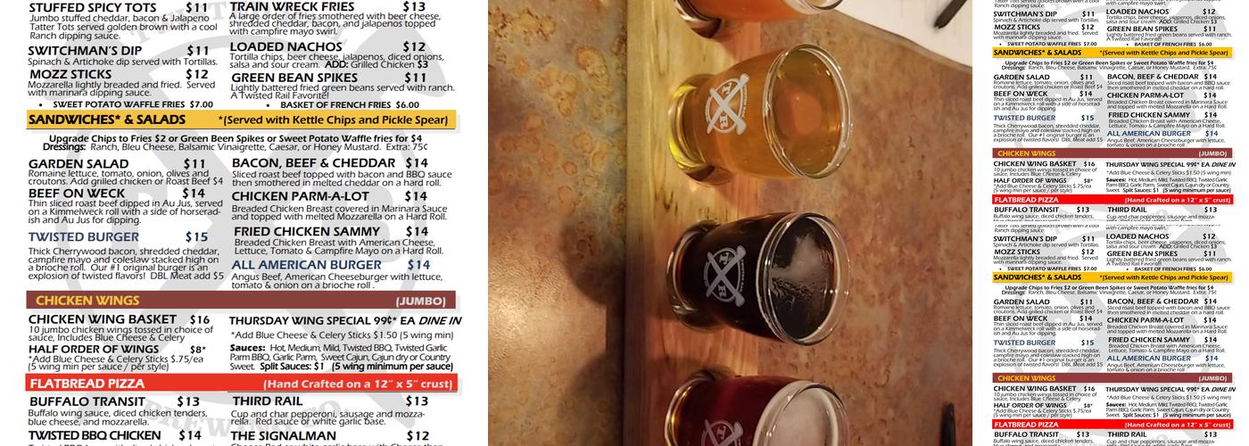 Twisted Rail Brewing Macedon Menu