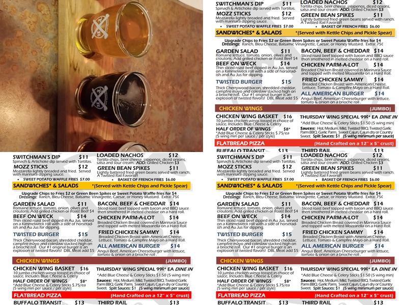 Twisted Rail Brewing Macedon Menu