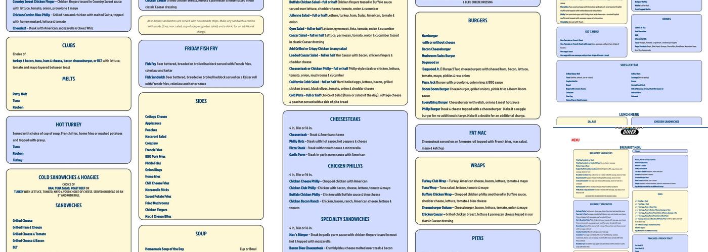 Mac's Philly Steaks Diner Menu