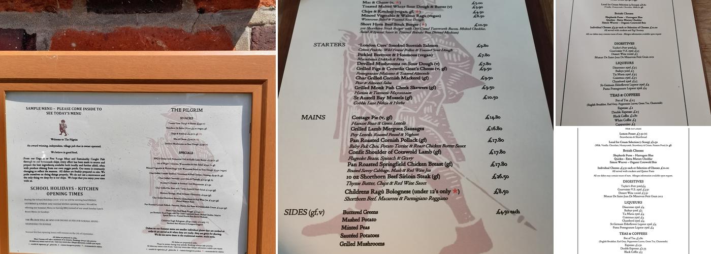 The Pilgrim Pub Menu